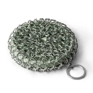 Cast Iron Chainmail Scrubber for Kitchen and Home Cleaning