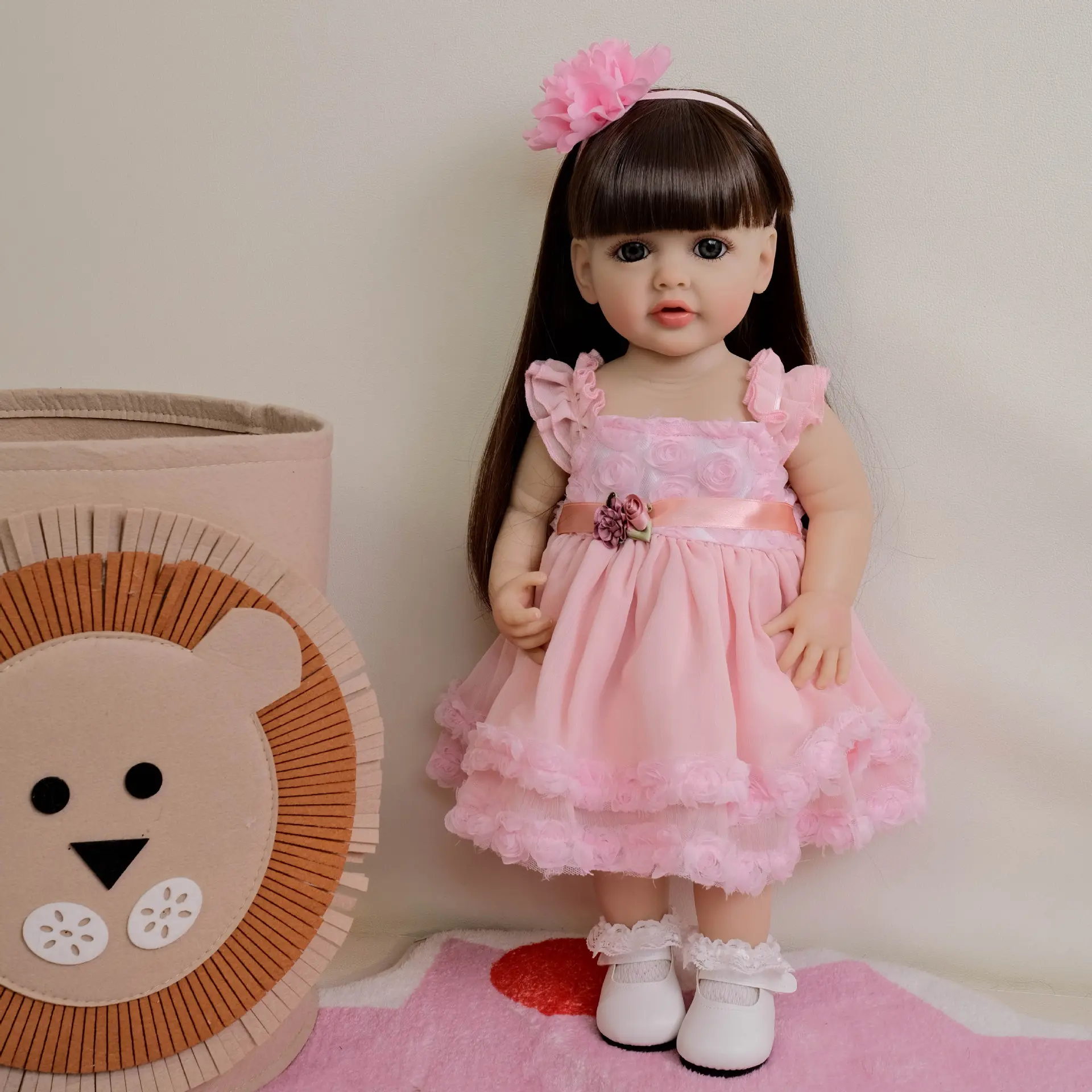 22 inches/55 cm, princess girl doll, cute face, long hair, realistic reborn artist doll, hand-painted, lifelike resurrected girl doll, for collecting, holidays, birthdays, Halloween, a perfect Christmas gift for children ages 3+.