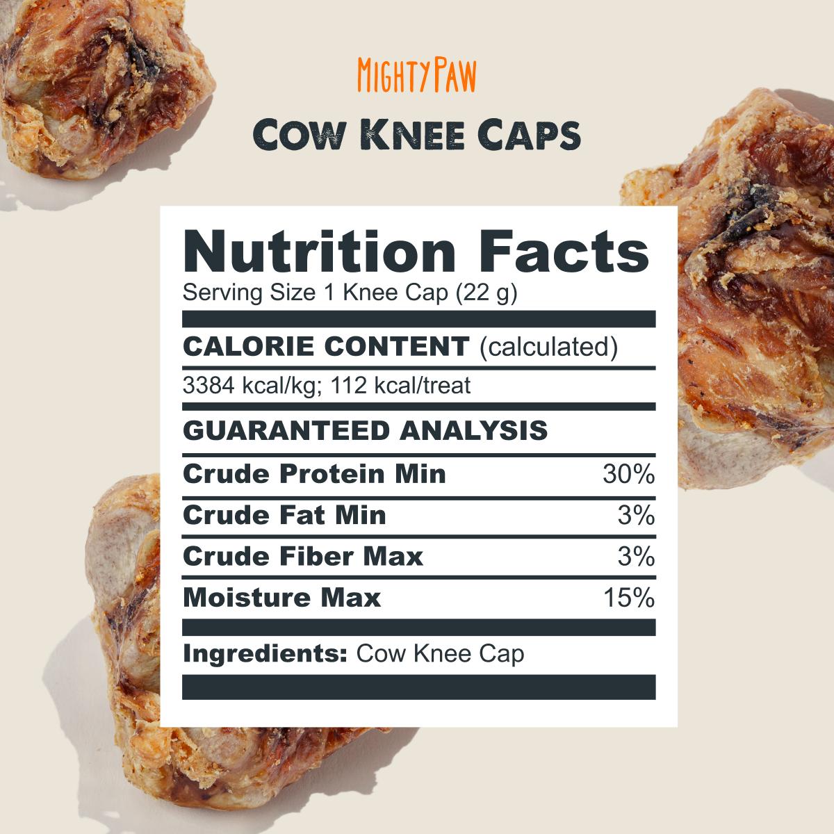 Mighty Paw Naturals Cow Kneecap Chews for Dogs 8 Pack - High Protein Meaty Treats Grain-Free Gluten-Free Lactose-Free