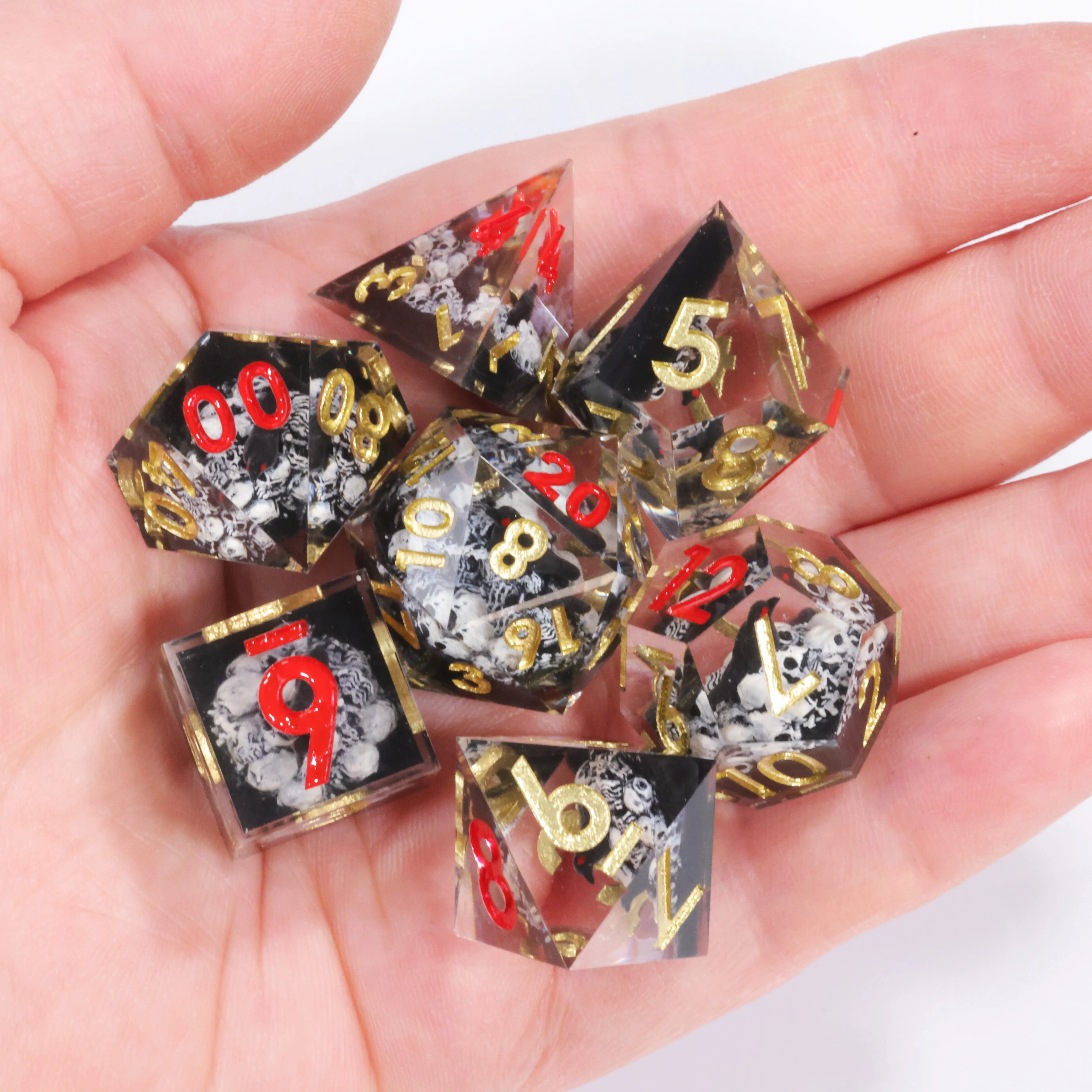 Handmade Art 3D Planet Sharp-Edge Mini Resin Polyhedral Dice Set - RPG Gaming Collector’s Piece for MTG, Dungeons and Dragons, Resin Dice, 3D Dice
