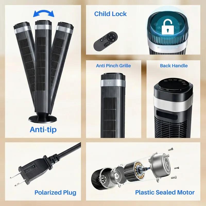 Portable Tower Fan with Carry Handle – 36.6" Lightweight Standing Fan for Bedroom, Quiet 28dB Operation with Remote, 12H Timer, 64° Oscillating Cooling Fan for Home Office or Dorm