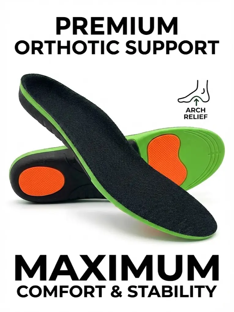 High-Elastic Arch Support Orthotic Insoles for Men & Women - Plantar Fasciitis Relief Shoe Inserts for Comfortable Walking, Standing & Sports