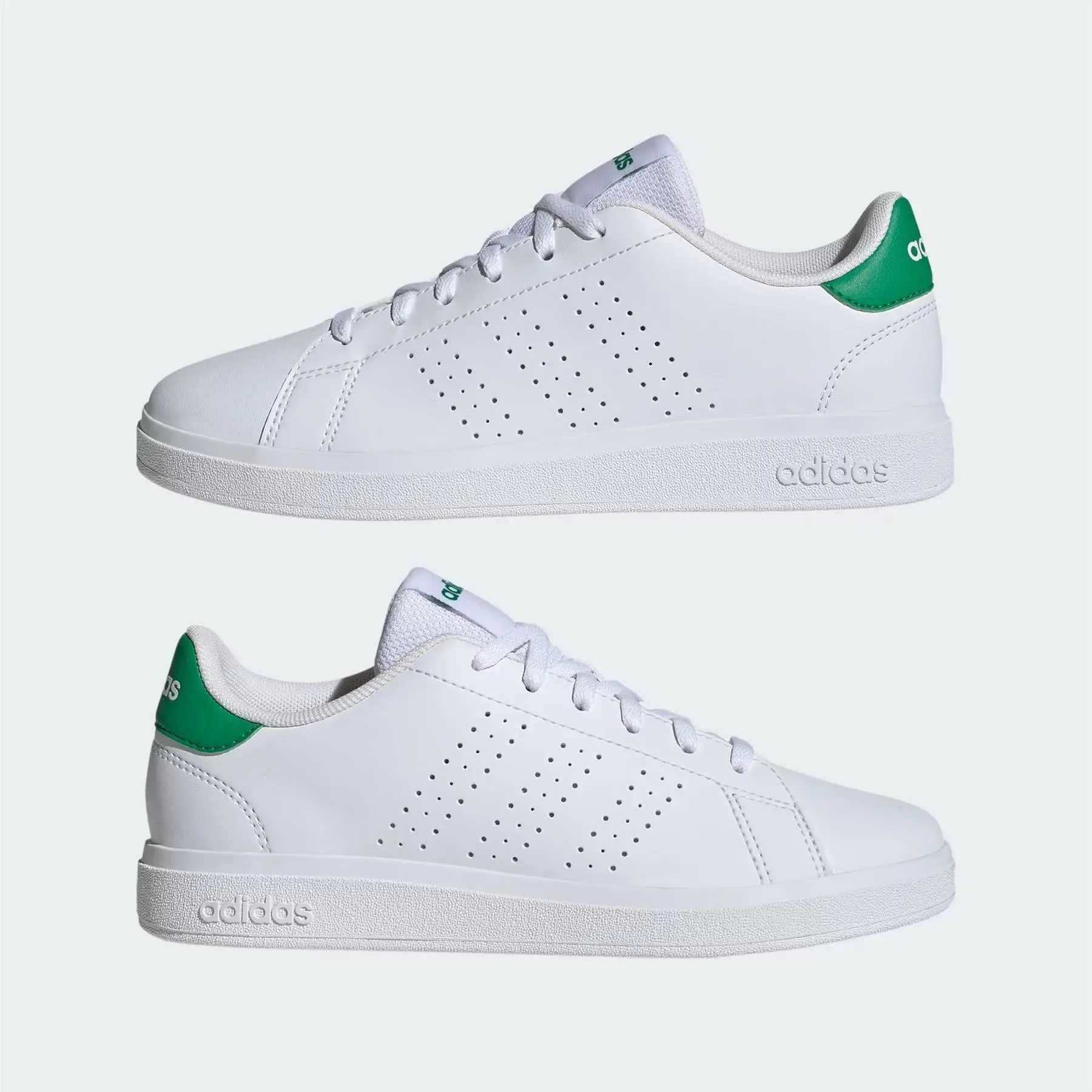 Adidas Advantage Base 2.0 Cloud White Green (GS) ID3889 New