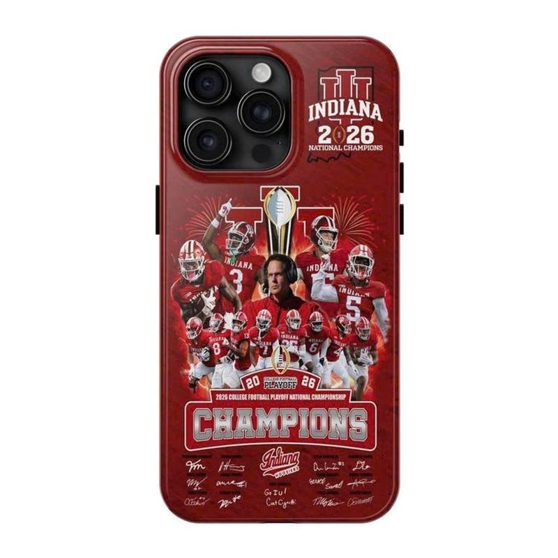 In.dia.na Hoo.siers 2026 CFP National Champions iPhone Case Compatible with iPhone X, 11, 12, 13, 14, 15, 16, 17 Series & Galaxy Series