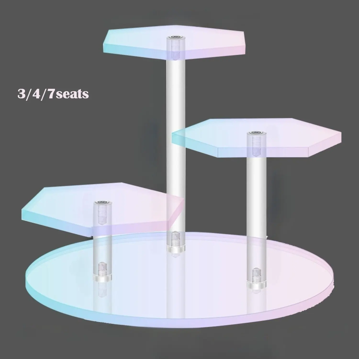 HomeDailyEss Acrylic Display Stand, Acrylic Display Rack, 3/4/7-layer Mini Scale Model Display Counter, Octagonal Circular Product Support, Suitable for Action Figures, Cosmetics, Jewelry, Collectibles - Standalone, No Electricity Required