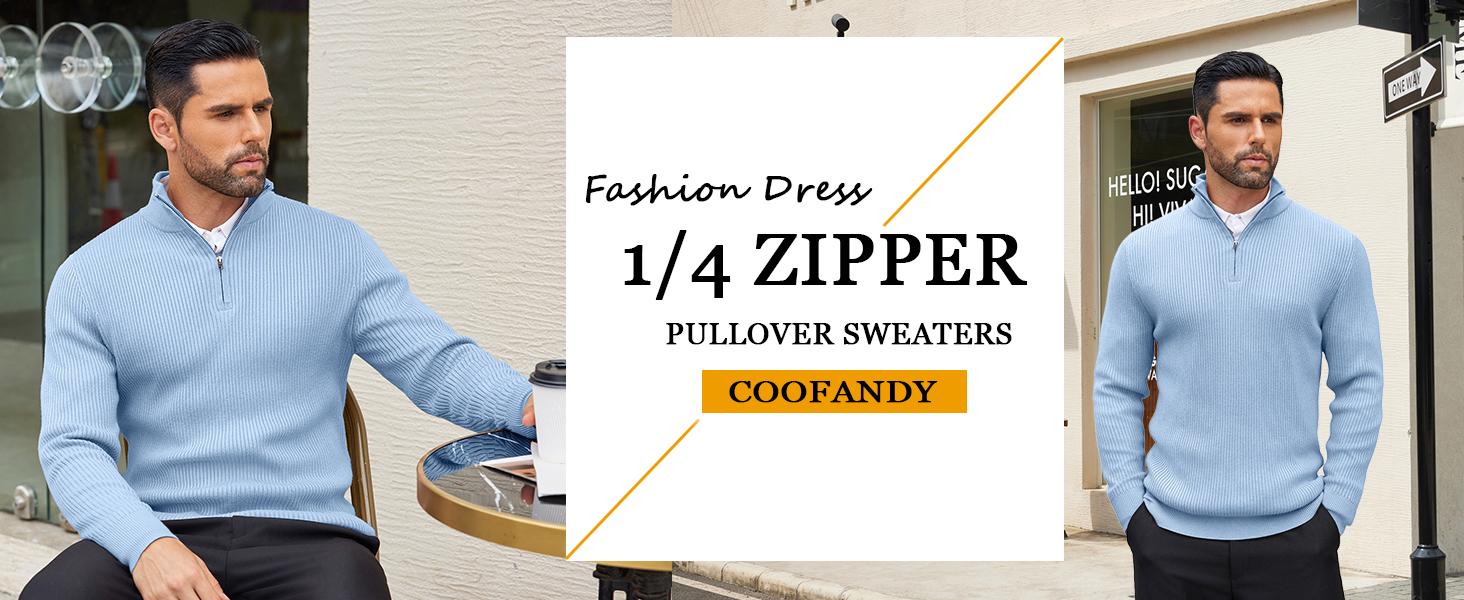 COOFANDY Men's Quarter Zip Sweaters Slim Fit Mock Neck Pullover Sweater Lightweight Knitted Polo Sweaters COOFANDY Men's Quarter Zip Sweaters Slim Fit Mock Neck Pullover Sweater Lightweight Knitted Polo Sweaters