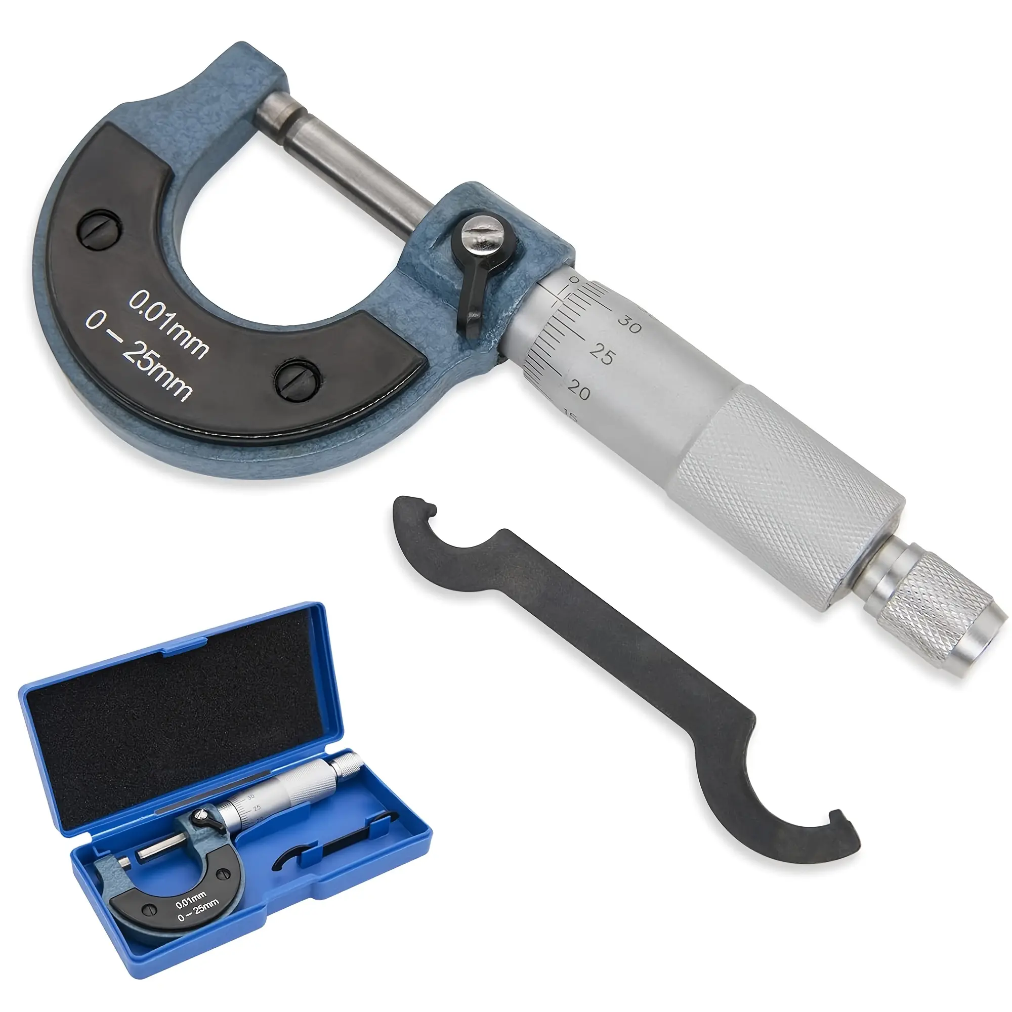 Professional Metal External Micrometer (0-25mm, 0.01mm Precision) - 1pc Machinist Thickness Gauge with Ratchet Stop, Anvil for Industrial Measurements (summerwins, external meas., machinists, includes a ratchet stop)