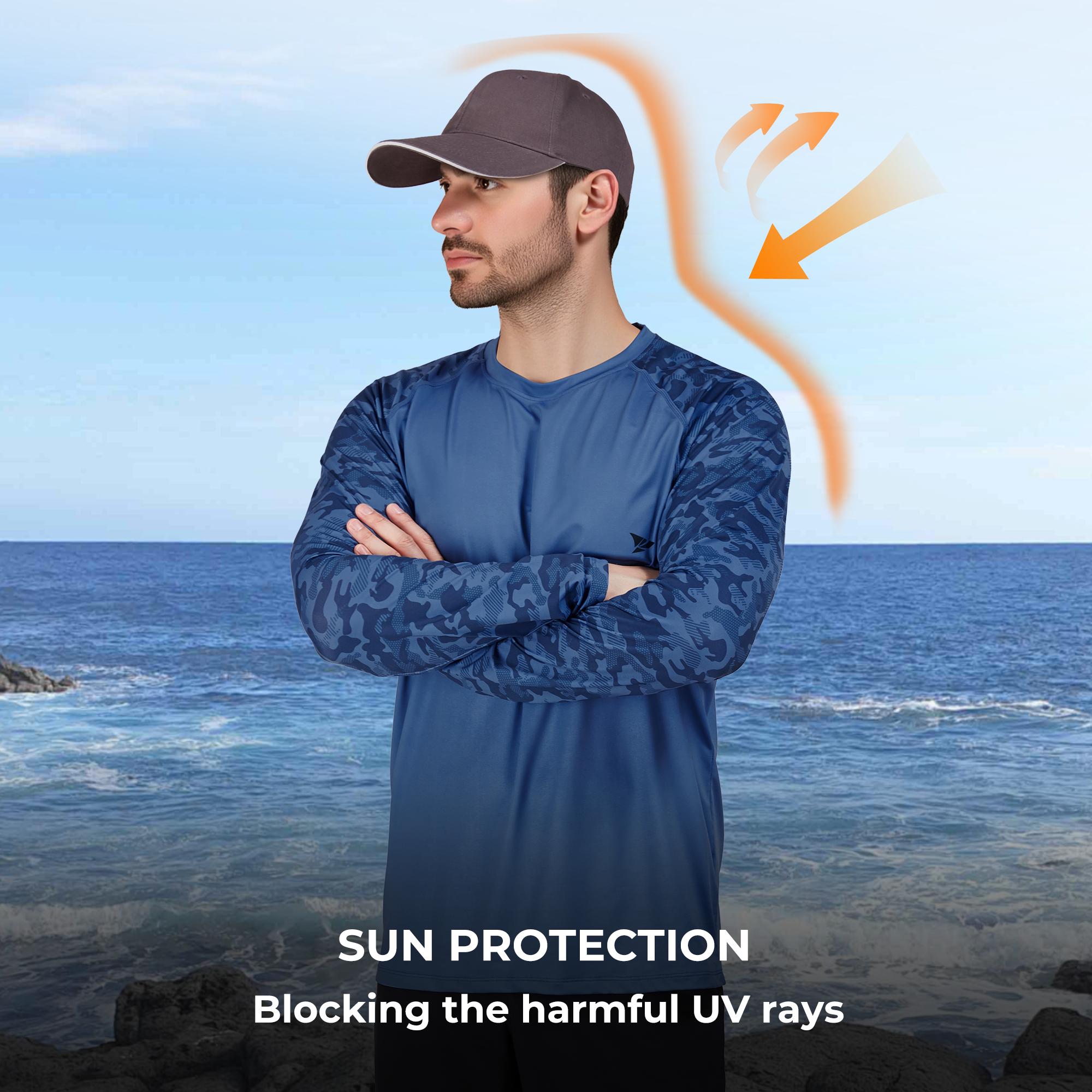 RODEEL 932 Long Sleeve Shirts Men UPF 50+ Sun UV Protection Lightweight Quick Dry Moisture Wicking Breathable Cooling Activewear for Outdoor Sport Gym Workout Running Hiking Camping Fishing Boating Construction Landscaping, Holiday Gift