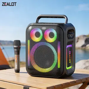【ZEALOT】portable speaker, equipped with wireless microphone, Bluetooth high-fidelity sound effect DSP, RGB atmosphere light, 24000mAh long battery life, supports TWS/USB/TF/AUX. Ideal choice for home KTV/parties/camping/gifts
