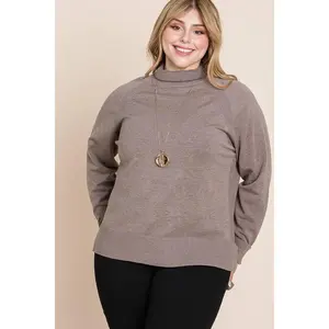 Plus Size Turtleneck Solid Sweater