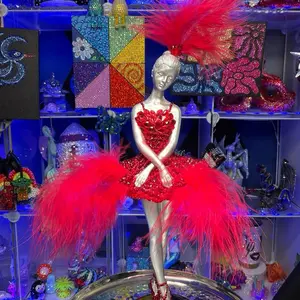 Ballerina feather dancer with Red Rhinestones