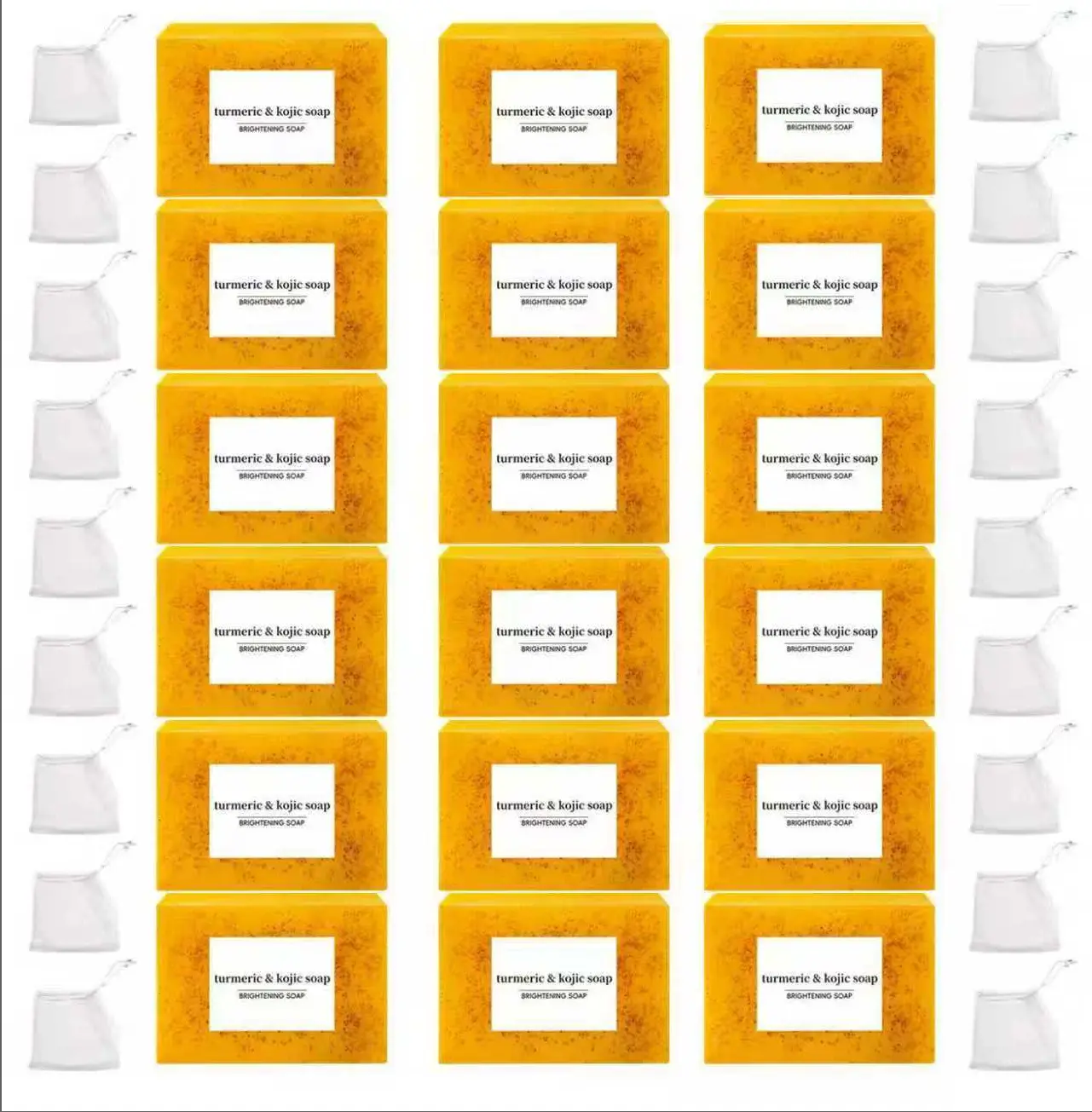 18PCS Lemon Turmeric & Kojic Acid Brightening Soap  - Dark Spot Remover, Even Skin Tone Cleanser for Face & Body