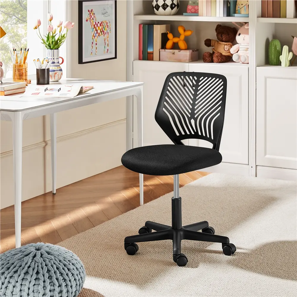 Costoffs Ergonomic Armless Computer Task Chair - S-Shaped Mesh Back, Adjustable Seat Height, 360° Rotating Swivel Base, DEHP-Free Polyester Mesh Office Desk Chair, Assembly Required for Home, Office Use