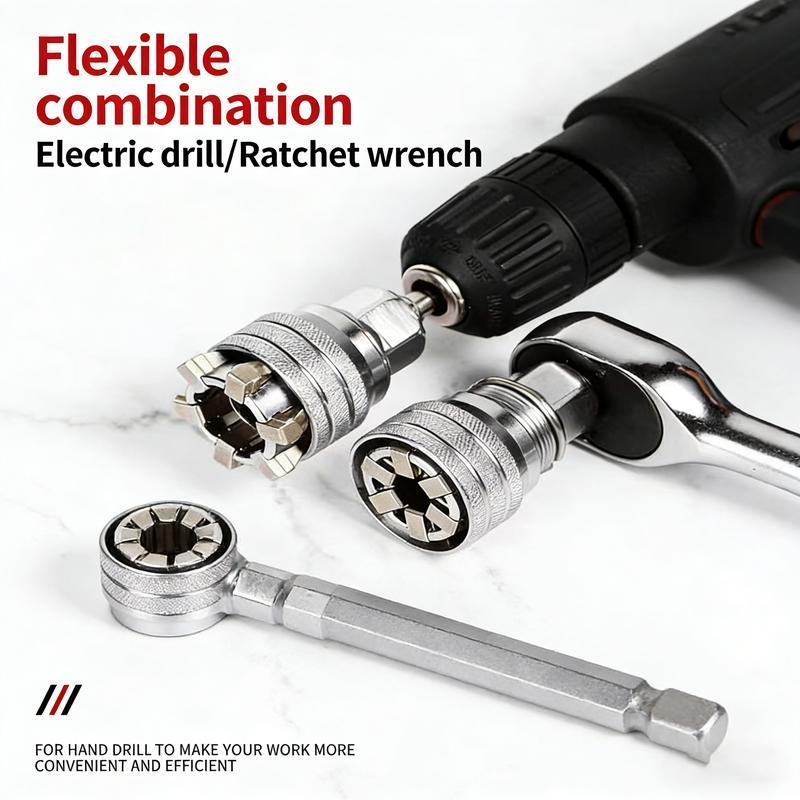 Multi-Function Universal Socket Wrench Tool - Universal Maintenance Tool, Adjustable Universal Socket Wrench, Universal Socket Tool for 3/8" Drive Ratchet Torque Wrench & Power Drill (1pc)