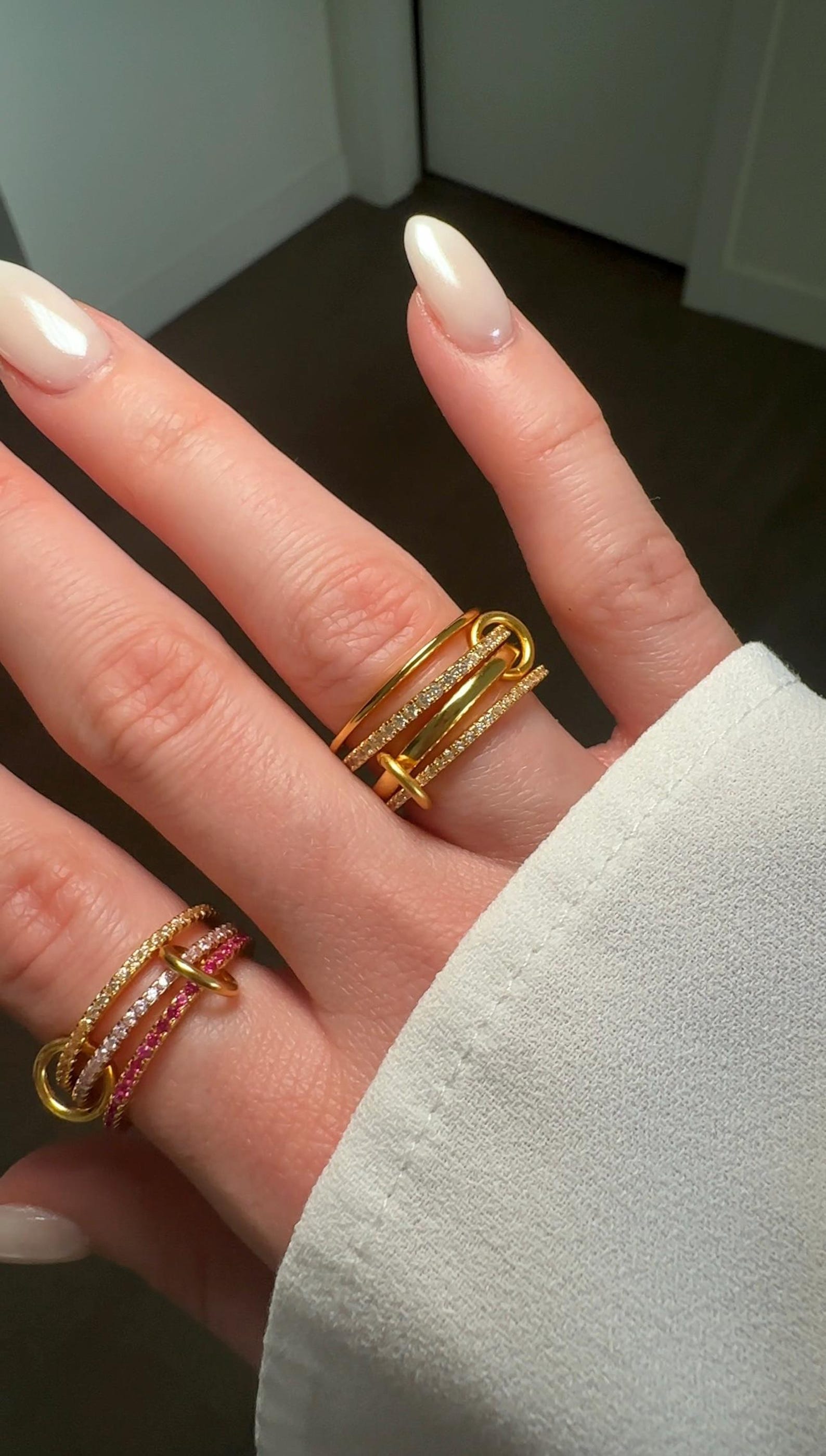 Tewiky Gold Interlocked Stackable Rings for Women - Statement Multi Ring Mixed Metals Stack - Cubic Zirconia Two-Toned Stacking Jewelry Tewiky Gold Interlocked Stackable Rings for Women - Statement Multi Ring Mixed Metals Stack - Cubic Zirconia Two-Toned Stacking Jewelry