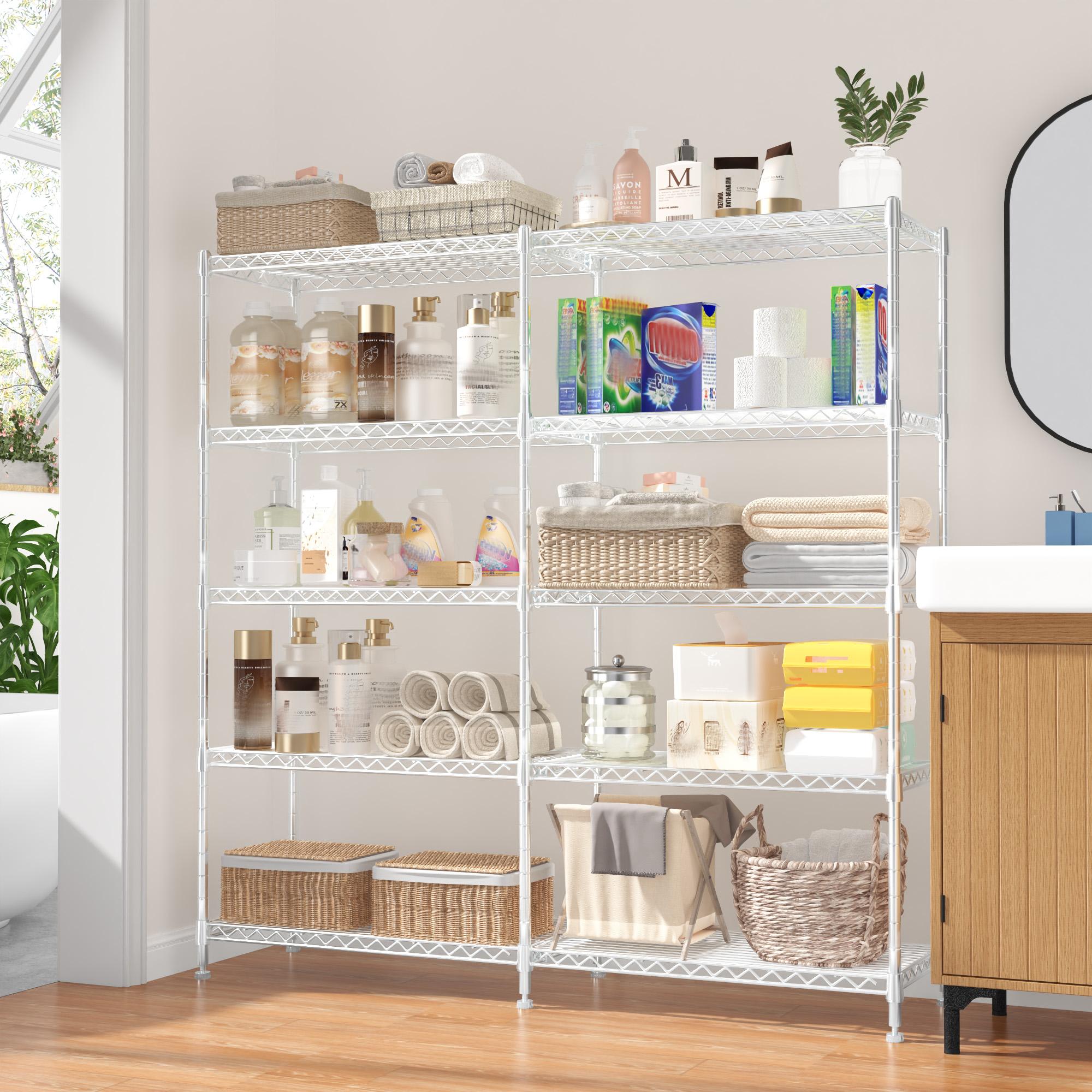 Raybee Furniture 5-Tier Wire Shelving - Heavy Duty Metal Shelves for Loads up to 1200LBS, Adjustable Garage & Pantry Storage Raybee Furniture 5-Tier Wire Shelving - Heavy Duty Metal Shelves for Loads up to 1200LBS, Adjustable Garage & Pantry Storage