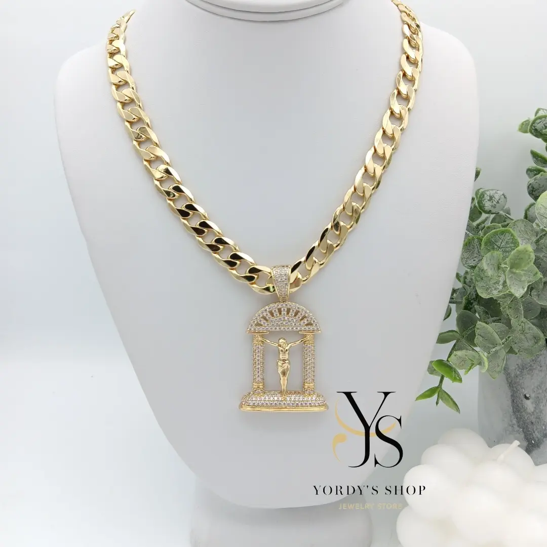 Yordy Cuban chain for men, 10mm thick, 24 inches long, 14k gold plated, high quality.
