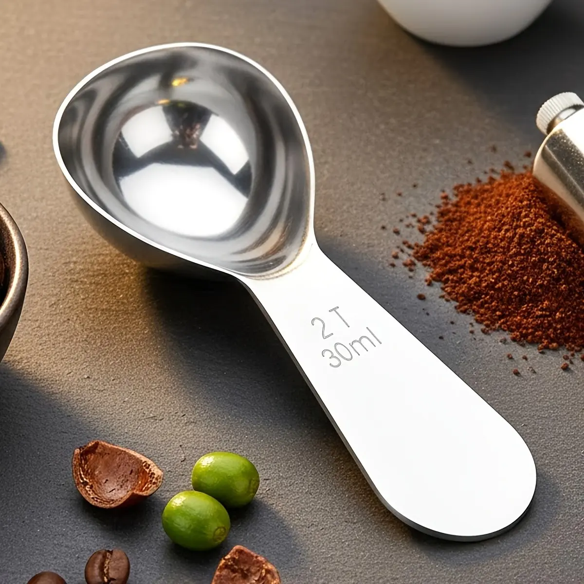 Leeseph 304 Stainless Steel Coffee Spoons, 1tbsp/2tbsp Short Handled Measure Scooper, 15ML & 30ML Tablespoon for Precision Measuring Utensils, Kitchen Measuring Utensils