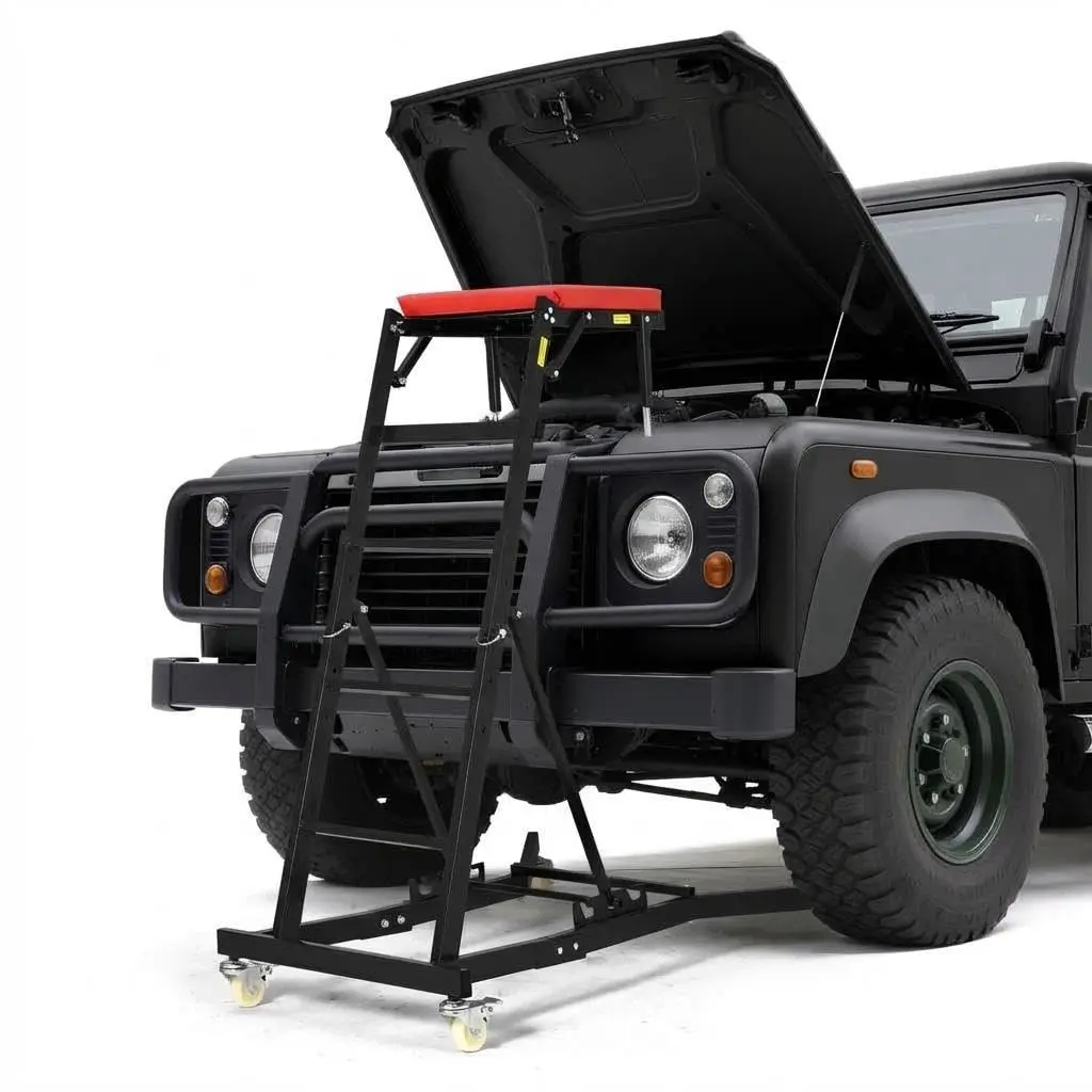 GAOMON Black Top Automotive Creeper 400LBS Capacity, Adjustable Mechanic Creeper with Locking Wheels & Tool Pouch (49.2"-68.9") for Truck, SUV, Garage Repair