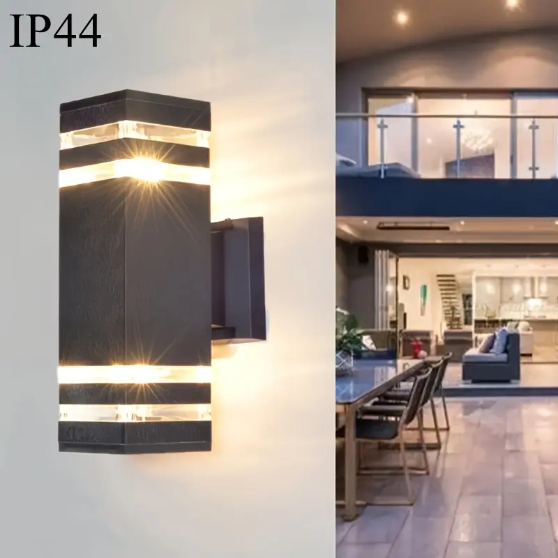 Outdoor E27 Waterproof Square Dual-Head Wall Light, Aluminum Material, Indoor Translucent Lighting, Villa Decoration, Yard Lighting, Outdoor Waterproof Lights, Outside Lights