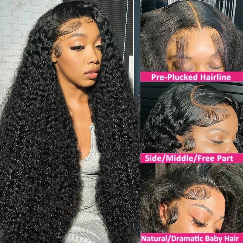 Bling Hair 13x4 Lace Frontal Wigs Human Hair Kinky Curly Frontal Wig Deep Wave 13x6 Lace Front Wigs Pre Plucked For Women Natural Black Color