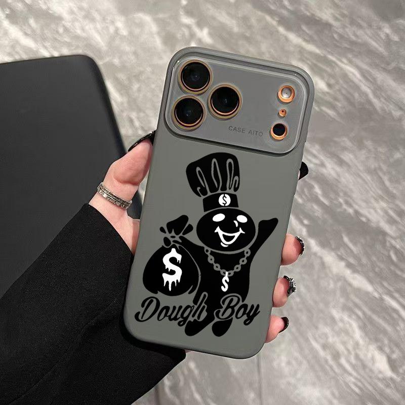 Dough Boy Money Bear Phone Case, Vibrant Dopamine Checkerboard Cover for iPhone 17 16 15 14 13 12 Pro Max Plus, Ultra Skin-Friendly TPU, All-Inclusive Glass Lens Protection, Aesthetic Streetwear Art, Hypebeast Gift, Shockproof Trendy Case