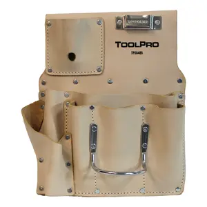 ToolPro 8 Pocket Top Grain Leather Drywall Pouch - Right Handed, Professional Drywall Tool Pouch