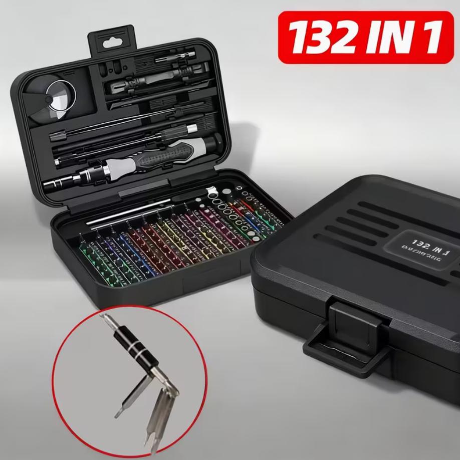 132 In 1 Precision Screwdriver Hardware Set, Magnetic Screwdriver Tool Set with 108pcs Bits, Multipurpose Screwdriver Tool Kit for Repairing Phone, Heavy Duty Industrial Tools, Precision Ratchet Screwdriver