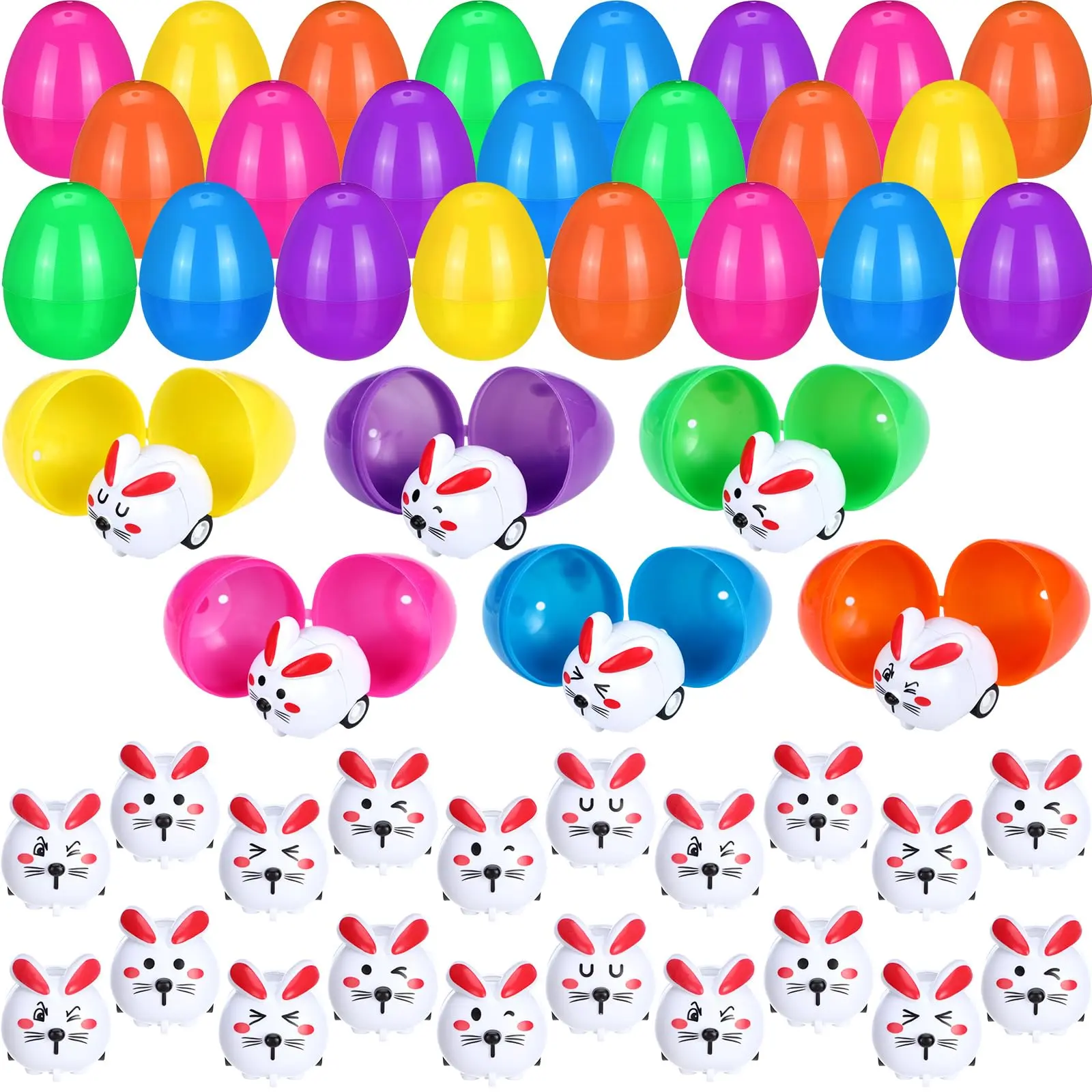 30 Pcs Easter Eggs with Bunny Cars Set