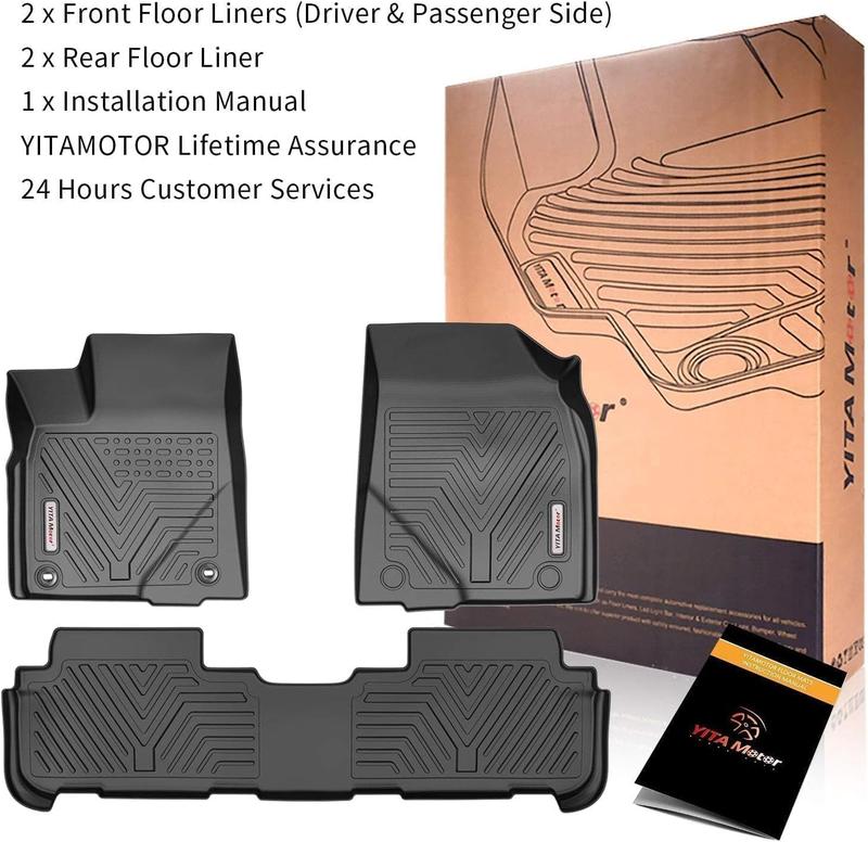 YITAMOTOR Floor Mats Compatible with Highlander, Custom Fit Floor Liners for 2014-2019 Toyota Highlander, 1st & 2nd Row All Weather Protection, Black Truck Accessories Automotive