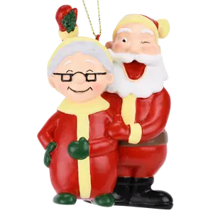 Tree Buddees Santa and Mrs. Claus Under The Mistletoe Kissing Christmas Ornament Hand-Painted Resin 3.5 Inches Perfect for Tree Decor