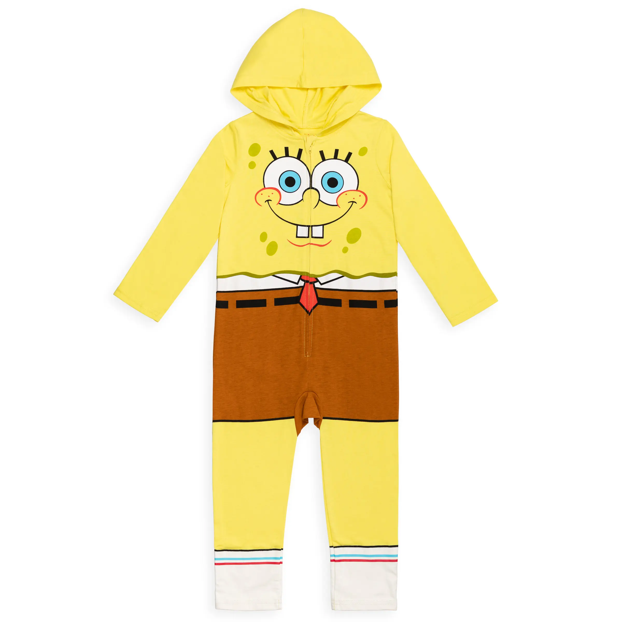 Nickelodeon SpongeBob SquarePants Boys' Cosplay Hooded One Piece Coverall Toddler to Big Kid