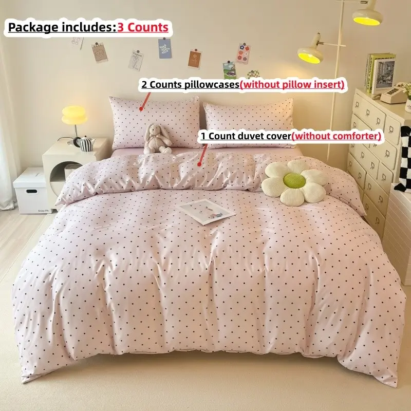 Polka Dot Pattern Bedding Set, 3 Counts/set including 1 Duvet Cover and 2 Pillowcases without Filler, Soft Comfortable Bedding for Bedroom, Soft Bedding Sets, Comfy Bed Sets