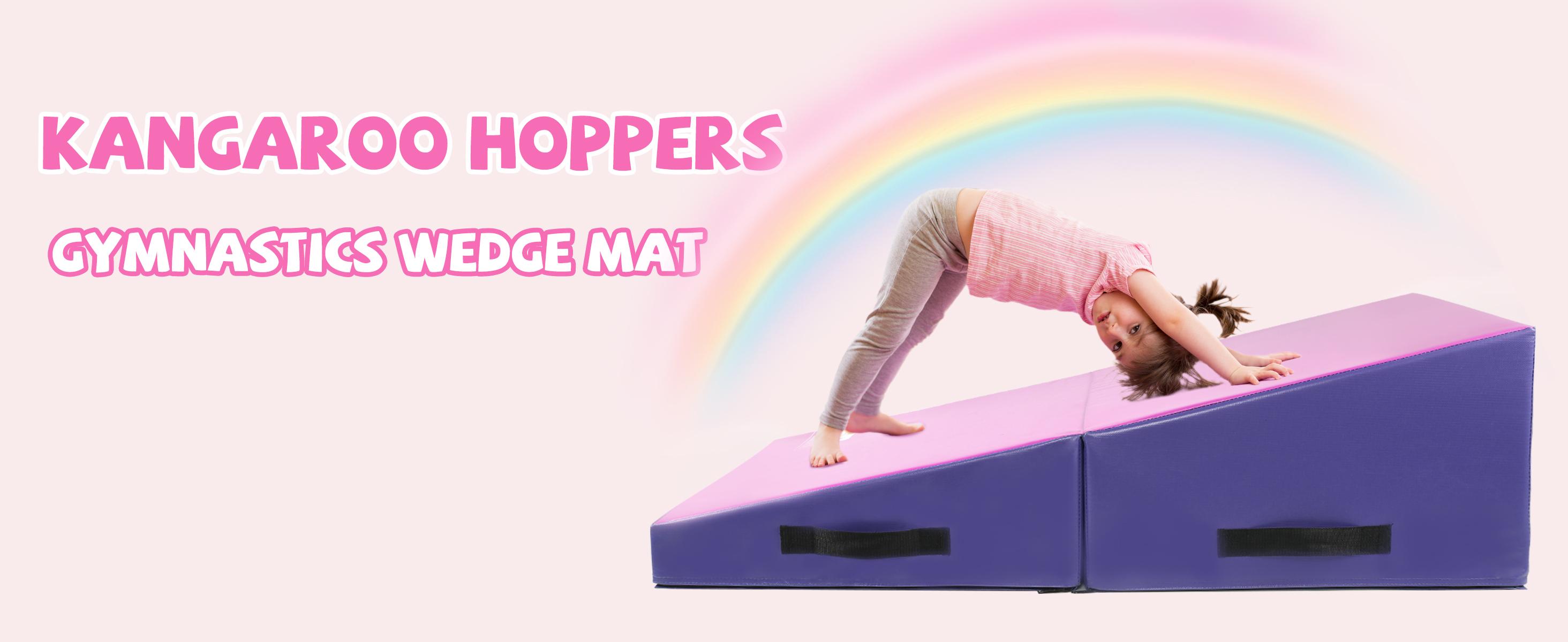 KANGAROO HOPPERS Gymnastics Tumbling Cheese Wedge Mat - Multi-Size (M/L) Thick Mat, Gymnastics Equipment, Yoga Gear