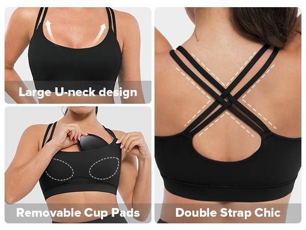 BRXL Strappy Sports Bras for Women High Support Criss-Cross Back Padded Sports Bra with Removable Cups Yoga Workout Activewear Sports Bra  UPF 50+ Sun Protection #outdoorfun #warmupforholiday#tiktokmademebuyit#TikTokShopBlackFriday