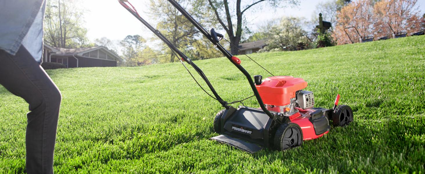 PowerSmart(DV8618P) Lawn Mower Gas Powered, 18-Inch 144cc Engine 3-in-1 Walk-Behind Push Lawn Mower, Oil Included PowerSmart(DV8618P) Lawn Mower Gas Powered, 18-Inch 144cc Engine 3-in-1 Walk-Behind Push Lawn Mower, Oil Included