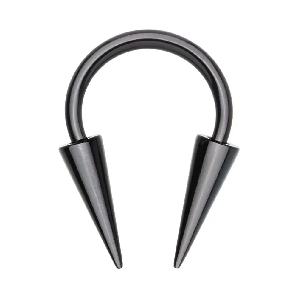 Horseshoe Circular Barbell with Long Spikes - Stainless Steel