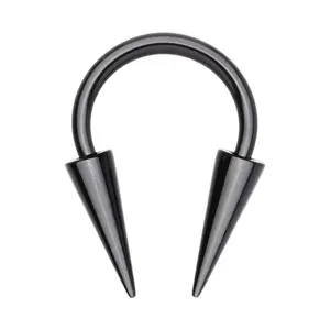 Horseshoe Circular Barbell with Long Spikes - Stainless Steel