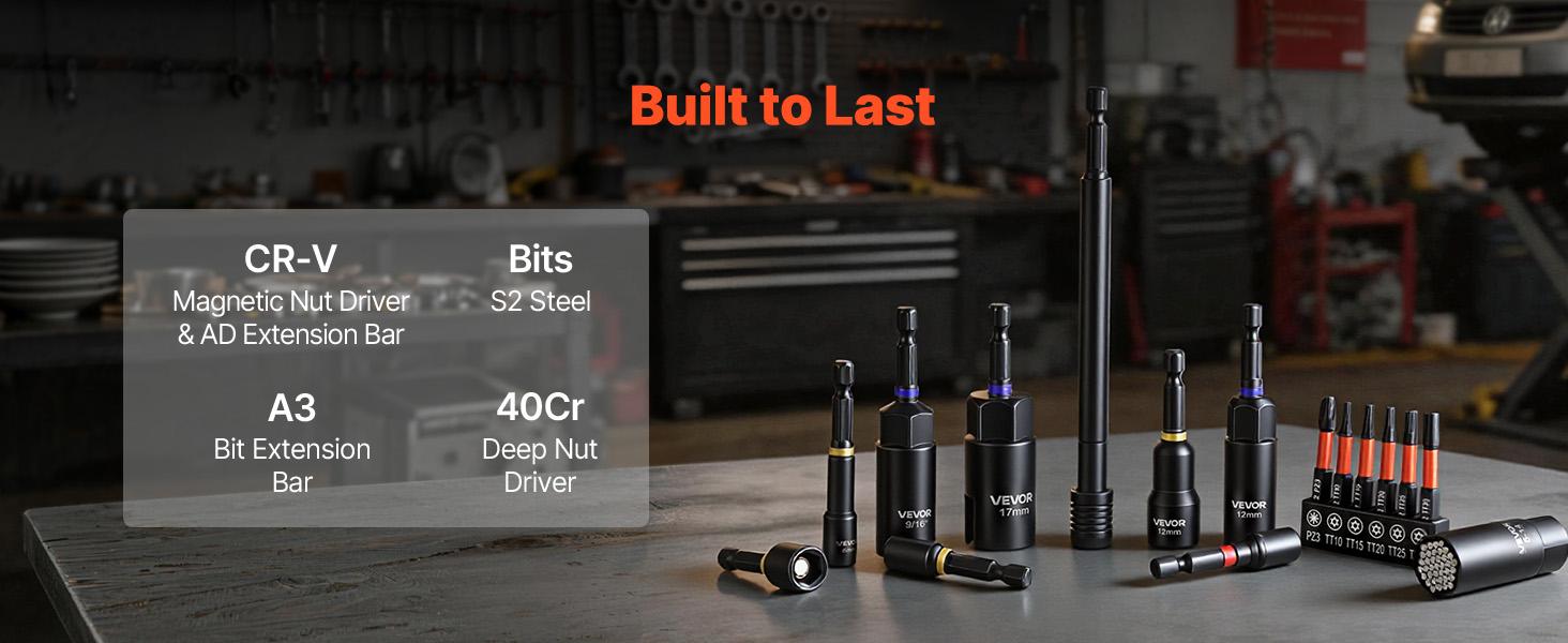 【summerfinds】VEVOR 80-Piece Premium Magnetic Impact Nut Driver Set, Metric & SAE Sizes, with Socket Adapters, Bit Holder, Wing Nut Driver, Universal Sockets, Quick Release Extension, Power Bits, Storage Box