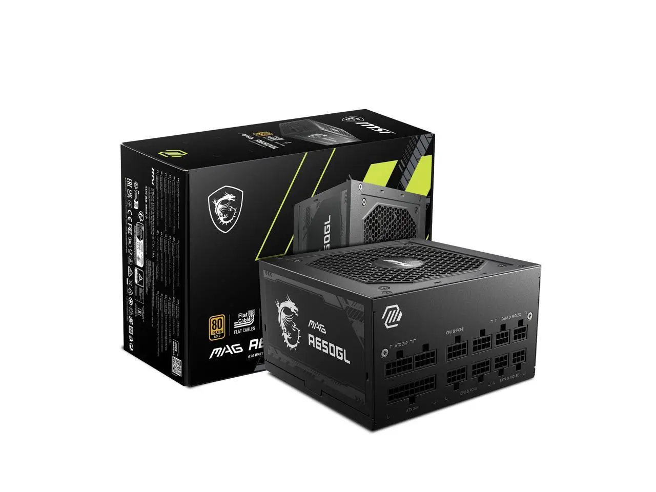 MSI - MAG A650GL, 80 GOLD Fully Modular Gaming PSU, 650W Power Supply, 10 Year Warranty