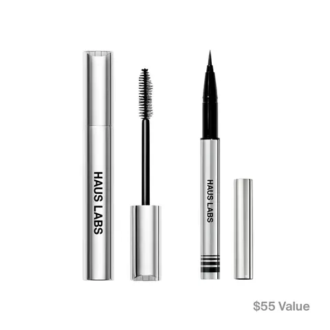 HAUS LABS Mascara & Liquid Eyeliner Duo | Volumizing Mascara & Clear Cut Long-Lasting Liquid Eyeliner