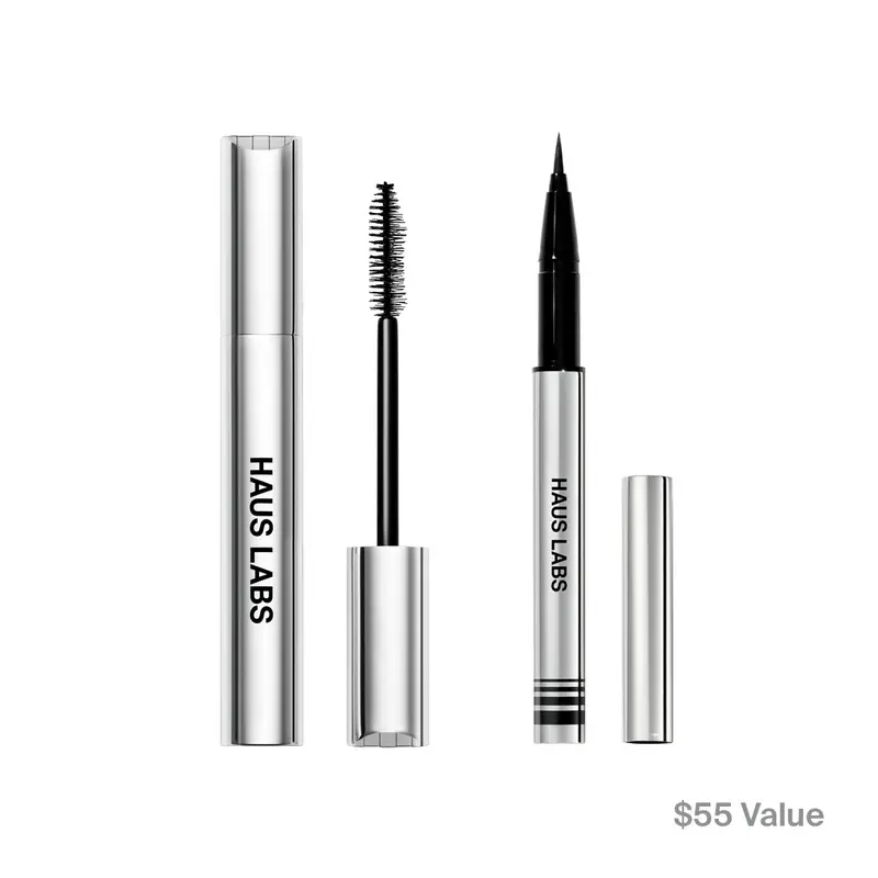 HAUS LABS Mascara & Liquid Eyeliner Duo | Volumizing Mascara & Clear Cut Long-Lasting Liquid Eyeliner