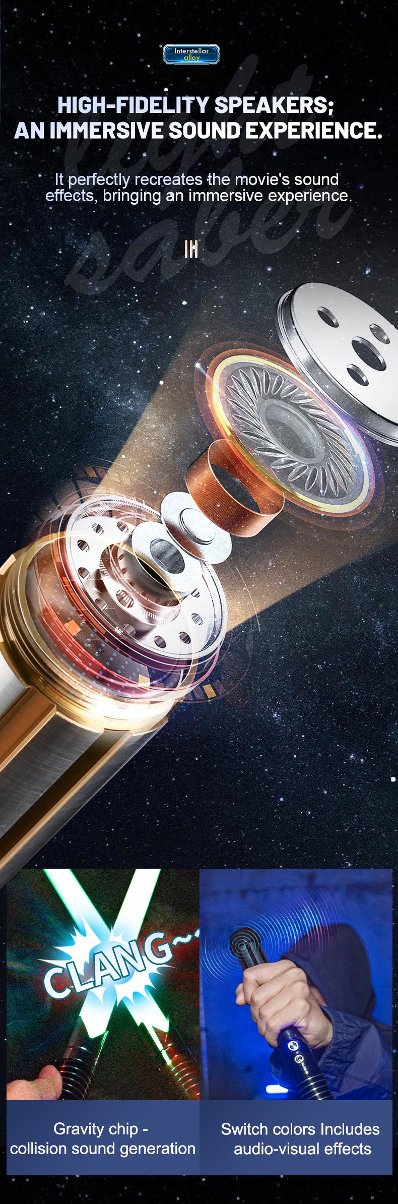 Smooth Swing Real Light Saber 16 Sound Fonts, Motion Control Light Sabers, Infinite Color Changing and 16 RGB Light Saber for Adults Support Heavy Dueling