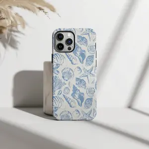 Summer Coastal Seashell, Cute Ocean Inspired Aesthetic Premium Film 2 in 1 Phone Case - Durable, Shock Absorbing and Stylish Protection - Compatible with iPhone 16, 15, 14, 13, 12, 11, Plus, Pro, Pro Max, Perfect birthda Compatible with Samsung Galaxy S25
