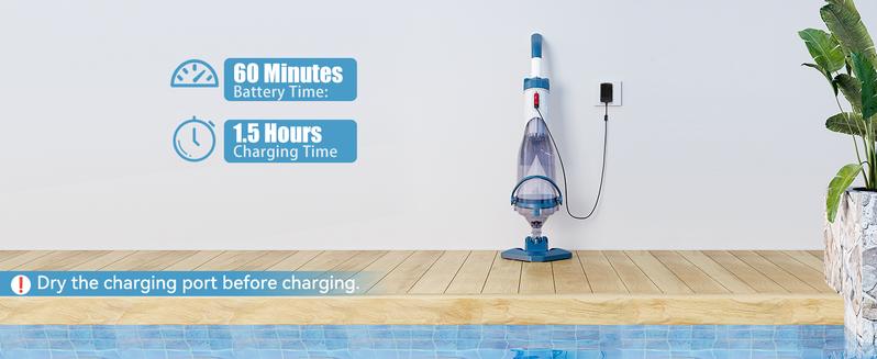 【TikTokShopBlackFriday】Enhulk Pool Vacuum for Above Ground Pools with Telescopic Pole Rechargeable Hand Cleaner 18.5 Gals/Min Deep Cleaning Cordless Battery Operated