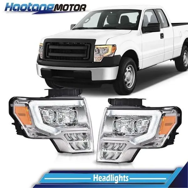 CROSSDESIGN Pair of Multifunctional LED Projector Headlamps - Low Beam Replacement Car Truck Lights for 09-14 Ford F150 (Driver & Passenger Side)