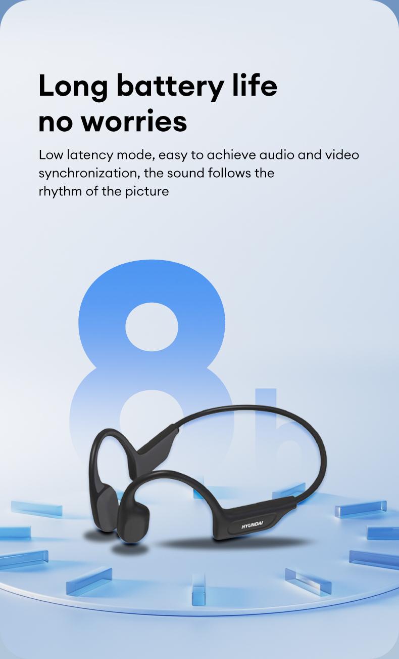 HYUNDAI G06 Bone Conduction Neckband Wireless Earphones with Bluetooth 5.4, Enhanced Surround Sound, 360° Flexible Bending, Lightweight & Comfortable Fit, Ultra-Long Battery Life, Wireless Headphones for Music, Calls & Sports