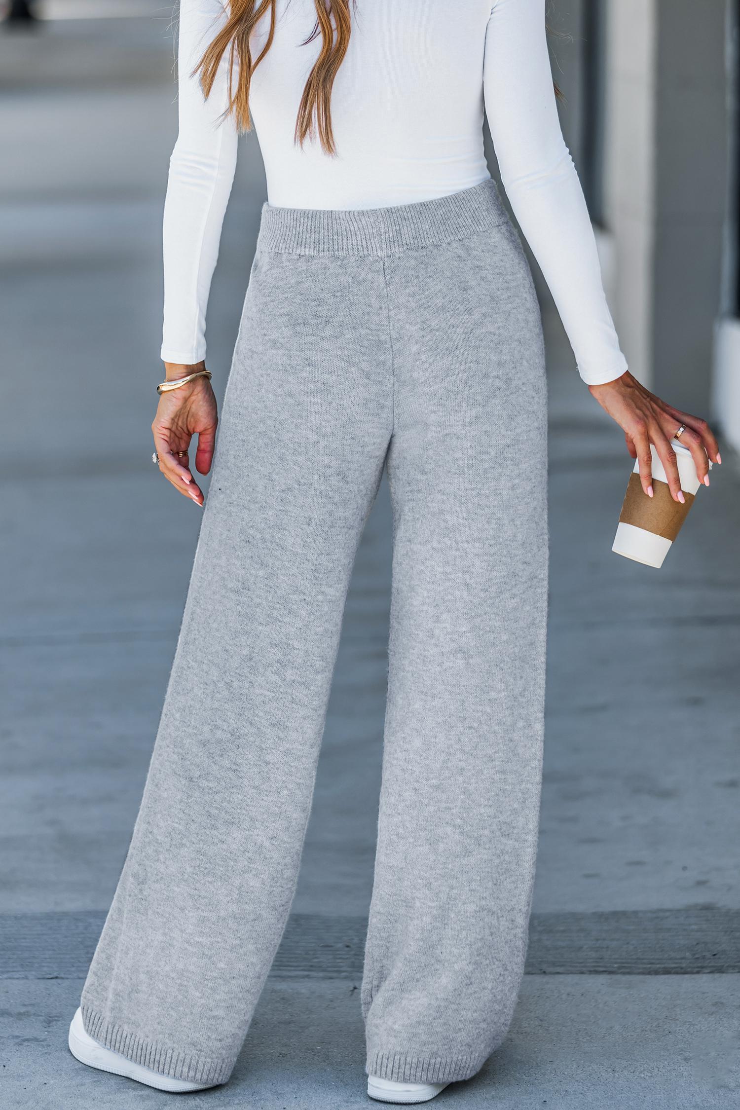 CUPSHE【Sweaters and Pants sold separately】Women Round Neckline Long Sleeves Top And Loose Leg Cozy Sweater Tones Pants Casual Outfit Womenswear Clothes for Fall