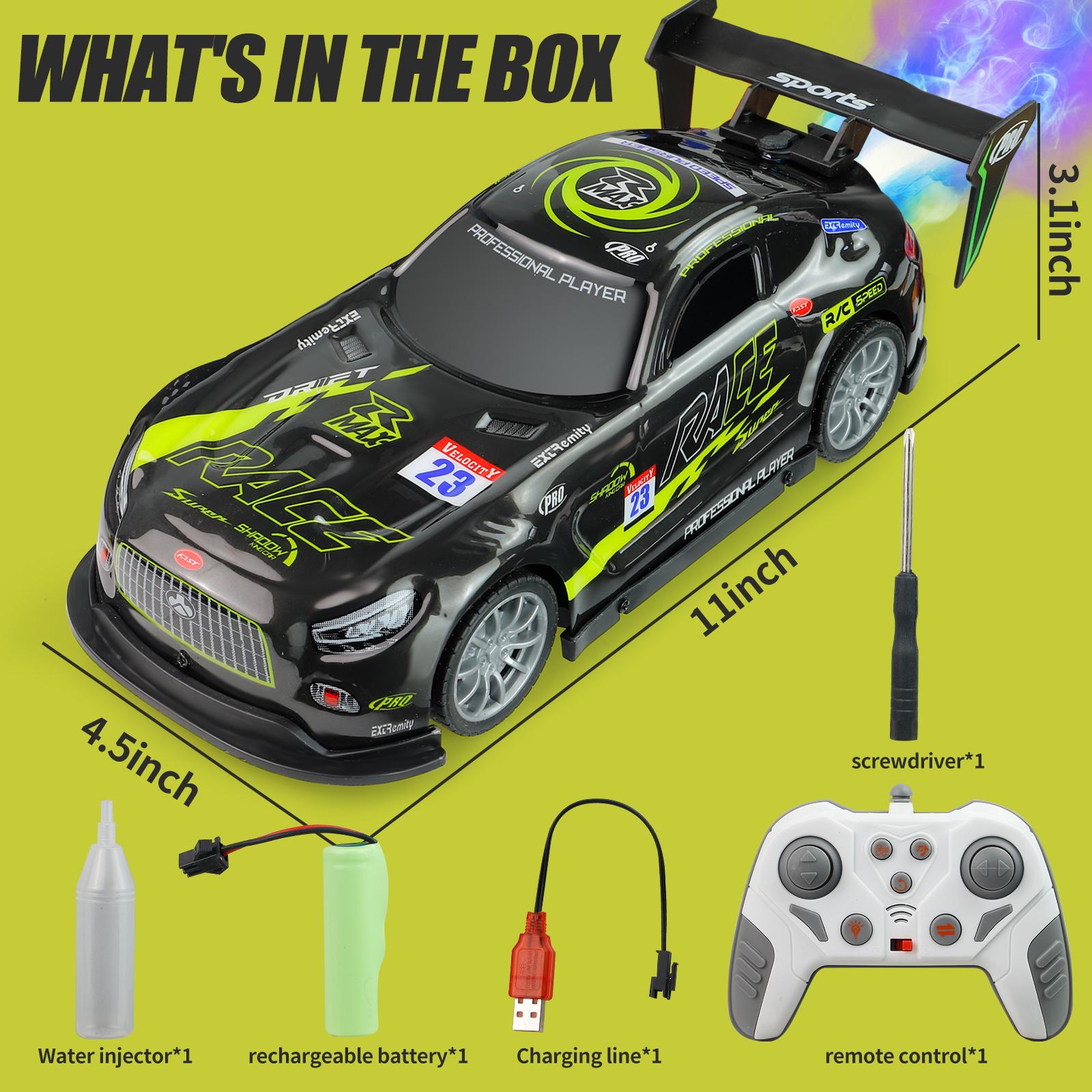 1:16 Alloy Drift RC Car - 4WD Remote Control Drift Car with Flashing LED Lights, Precision Drift Tires, and Steam Nitrous for High-Performance Drift Action