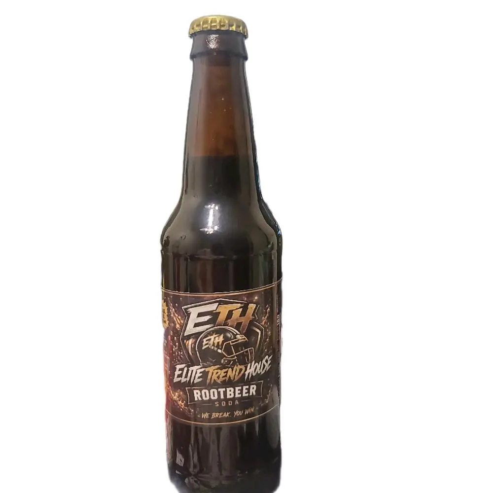 ETH Rootbeer Flavored Low Fat Natural Cane Sugar Fizzy Drink, 4-Pack Bottled Soda